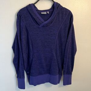 ATHLETA Circuit Kangaroo Pocket Bat Wing Cut Hoodie, Heathered Purple- Medium